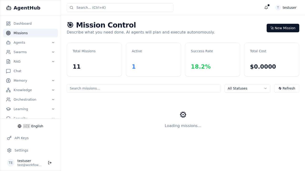 Missions Management Page